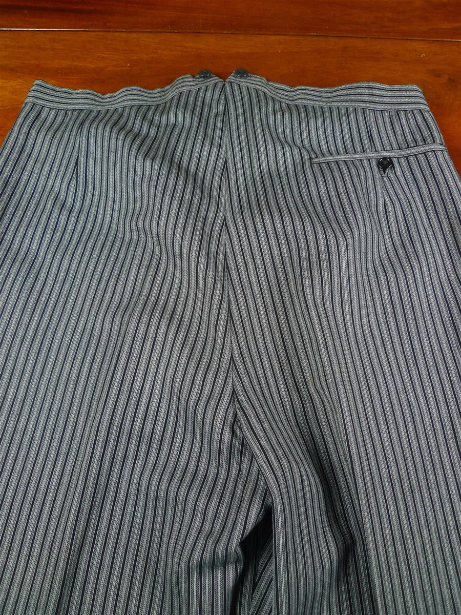 26/1109 near immaculate vintage 1983 savile row bespoke high-rise 'cashmere stripe' worsted morning trouser 34-38