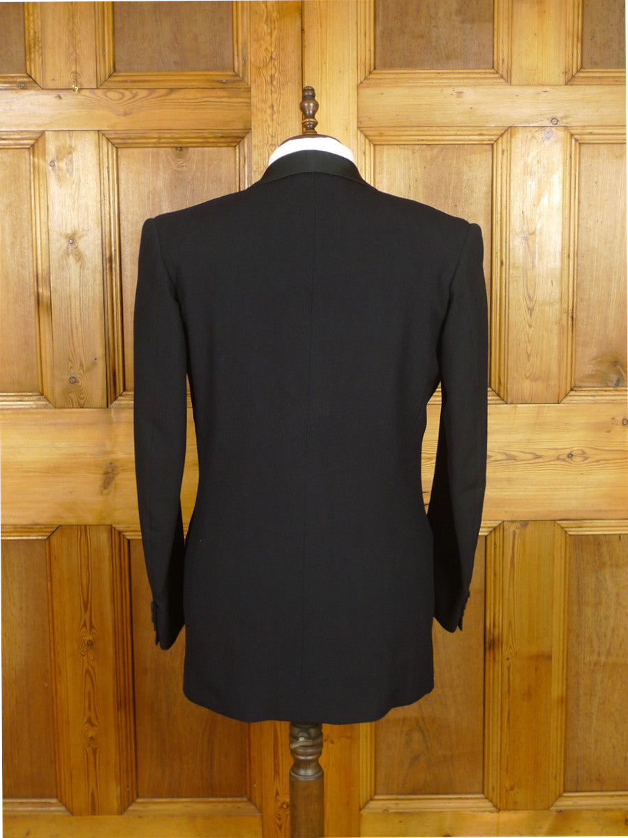 26/1116 immaculate vintage 1989 savile row bespoke heavyweight black wool shawl lapel dinner suit 42 regular to long