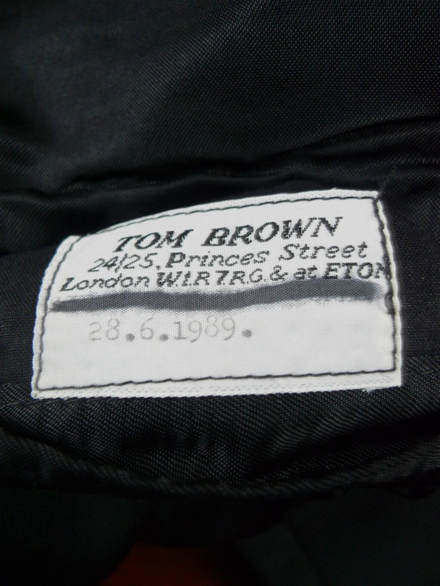 26/1116 immaculate vintage 1989 savile row bespoke heavyweight black wool shawl lapel dinner suit 42 regular to long