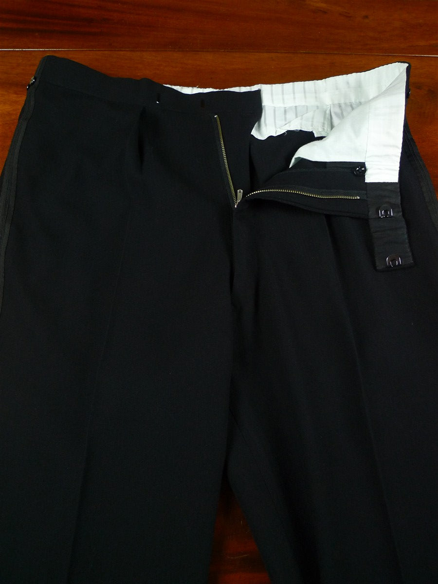 26/1116 immaculate vintage 1989 savile row bespoke heavyweight black wool shawl lapel dinner suit 42 regular to long