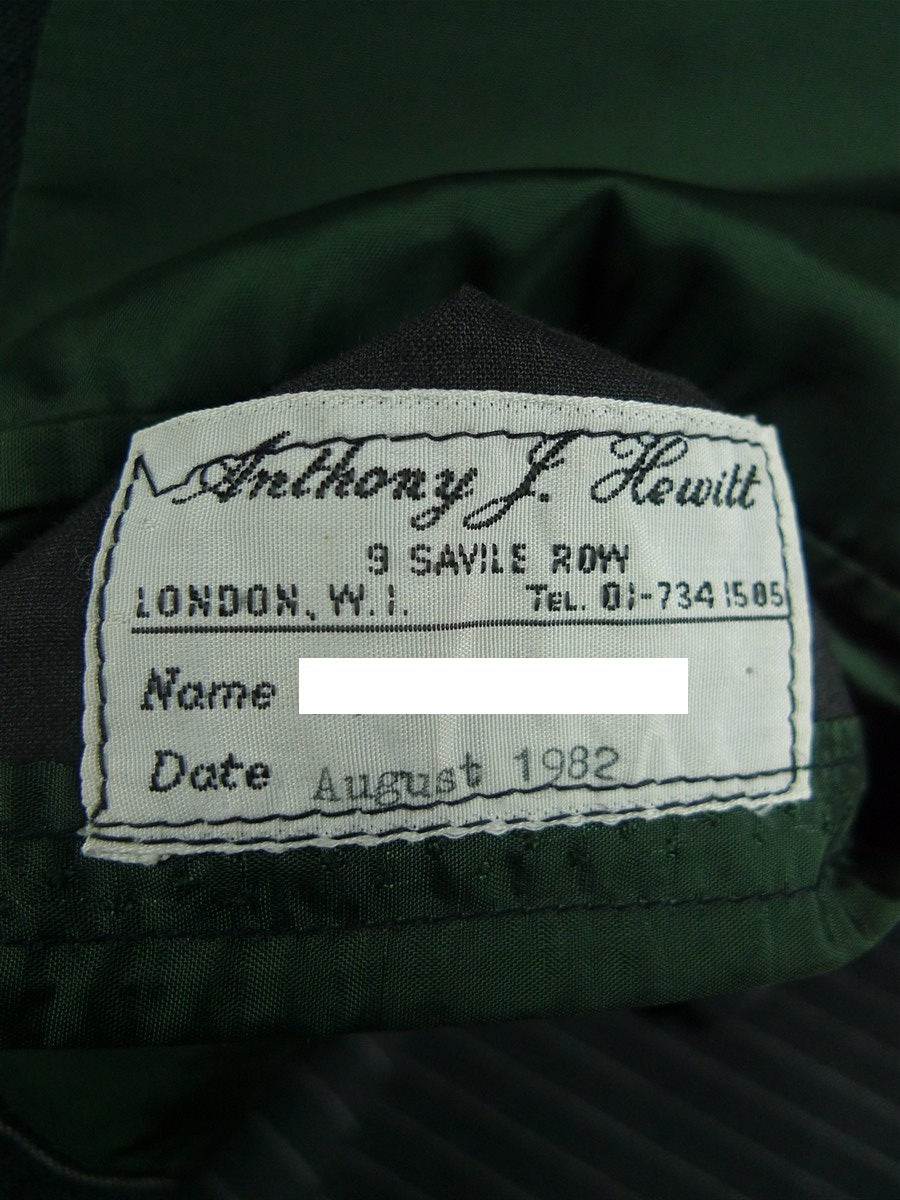 26/1118 vintage 1982 savile row bespoke grey pin-stripe worsted & mohair suit 40 regular