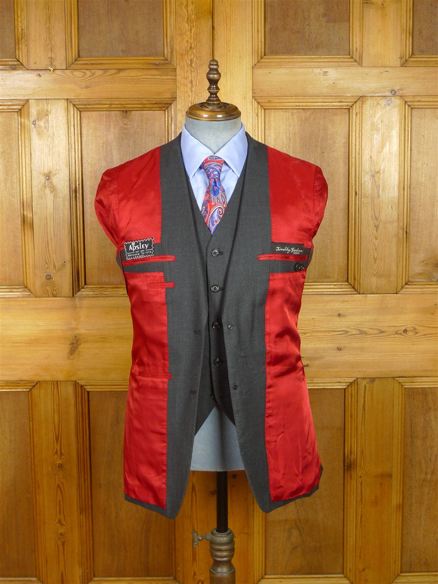 26/1106 apsley mayfair 2010 bespoke canvassed grey worsted 3-piece suit 38 regular