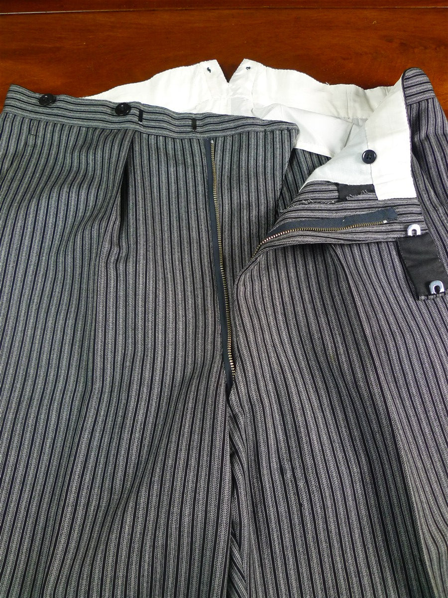 26/1109 near immaculate vintage 1983 savile row bespoke high-rise 'cashmere stripe' worsted morning trouser 34-38