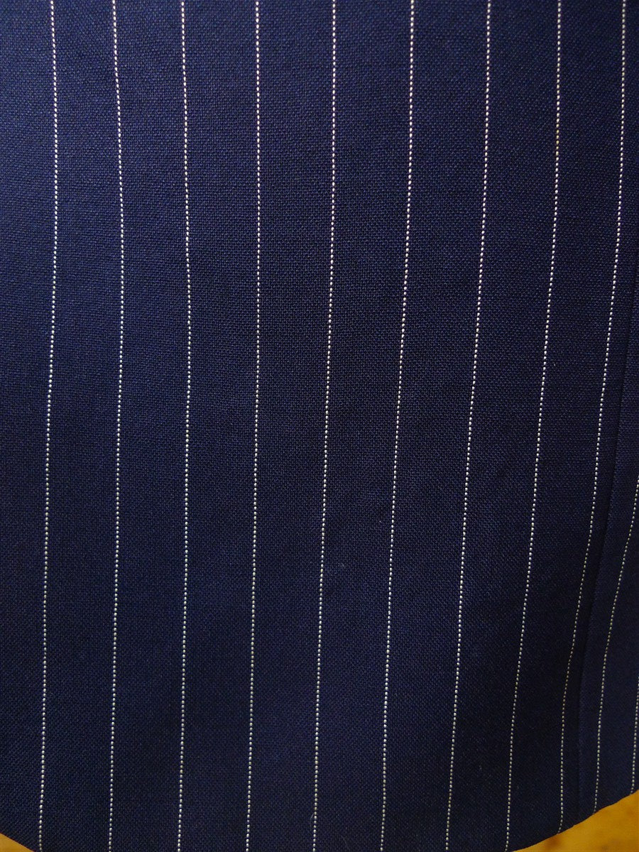 26/1130 vintage anthony hewitt savile row bespoke navy blue pin-stripe suit w/ 2 pair trs 42 regular