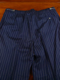 26/1130 vintage anthony hewitt savile row bespoke navy blue pin-stripe suit w/ 2 pair trs 42 regular