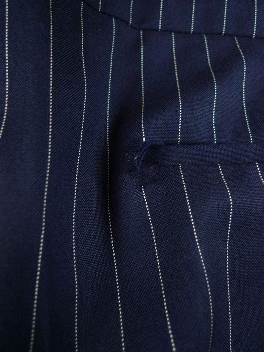 26/1130 vintage anthony hewitt savile row bespoke navy blue pin-stripe suit w/ 2 pair trs 42 regular