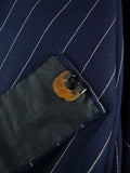 26/1130 vintage anthony hewitt savile row bespoke navy blue pin-stripe suit w/ 2 pair trs 42 regular