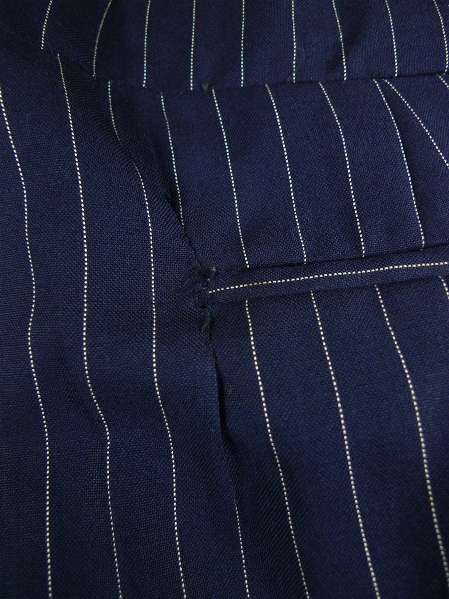 26/1130 vintage anthony hewitt savile row bespoke navy blue pin-stripe suit w/ 2 pair trs 42 regular