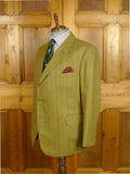 26/1136 immaculate airey & wheeler savile row bespoke green / brown wp check tweed sports jacket 48 short