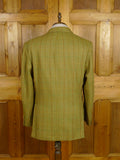 26/1136 immaculate airey & wheeler savile row bespoke green / brown wp check tweed sports jacket 48 short