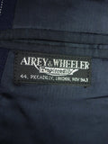 26/1132 vintage airey & wheeler savil row bespoke navy blue pin-stripe heavyweight worsted 3-piece suit 46 short
