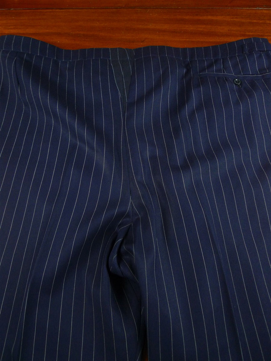 26/1132 vintage airey & wheeler savil row bespoke navy blue pin-stripe heavyweight worsted 3-piece suit 46 short