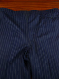 26/1132 vintage airey & wheeler savil row bespoke navy blue pin-stripe heavyweight worsted 3-piece suit 46 short