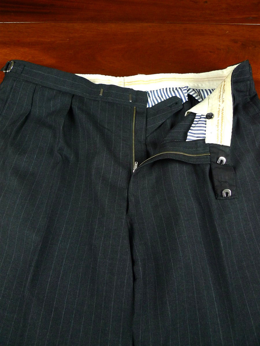 26/1127 vintage airey & wheeler savile row bespoke grey pin-stripe worsted & mohair suit 48 short