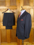 26/1126 vintage airey & wheeler savile row bespoke navy blue pin-stripe worsted suit 48 short