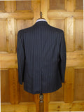 26/1126 vintage airey & wheeler savile row bespoke navy blue pin-stripe worsted suit 48 short