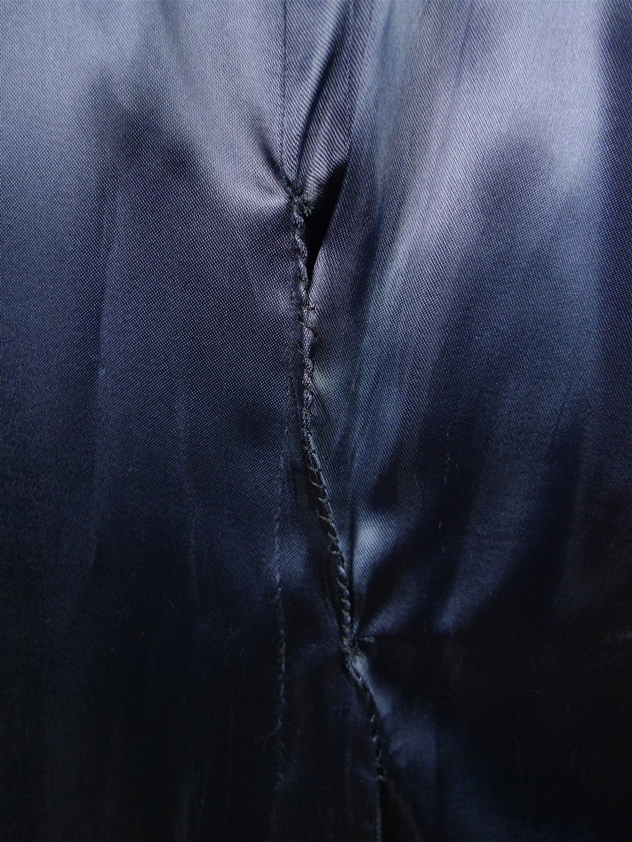 26/1126 vintage airey & wheeler savile row bespoke navy blue pin-stripe worsted suit 48 short