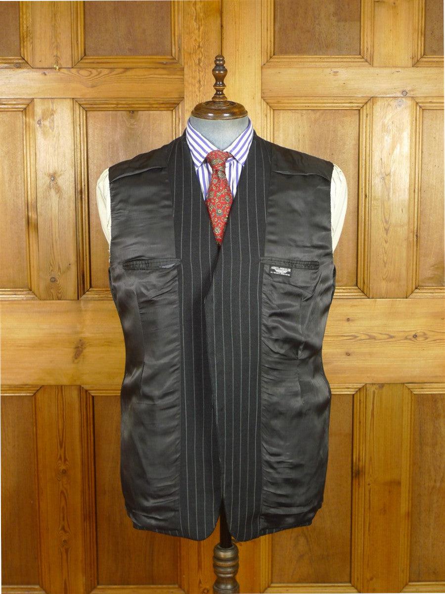 26/1125 vintage airey & wheeler savile row bespoke heavyweight grey pin-stripe worsted suit 45 short