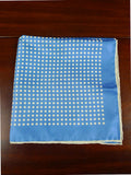 26/1167 immaculate british handmade blue / white polka dot pattern silk pocket square
