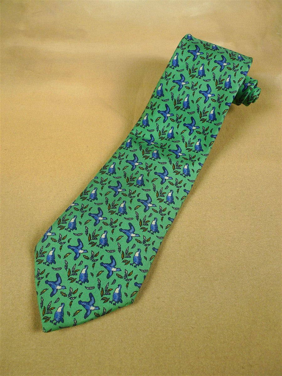 26/1158 holland & holland british gunmaker pheasant pattern green / blue shooting country sports silk tie