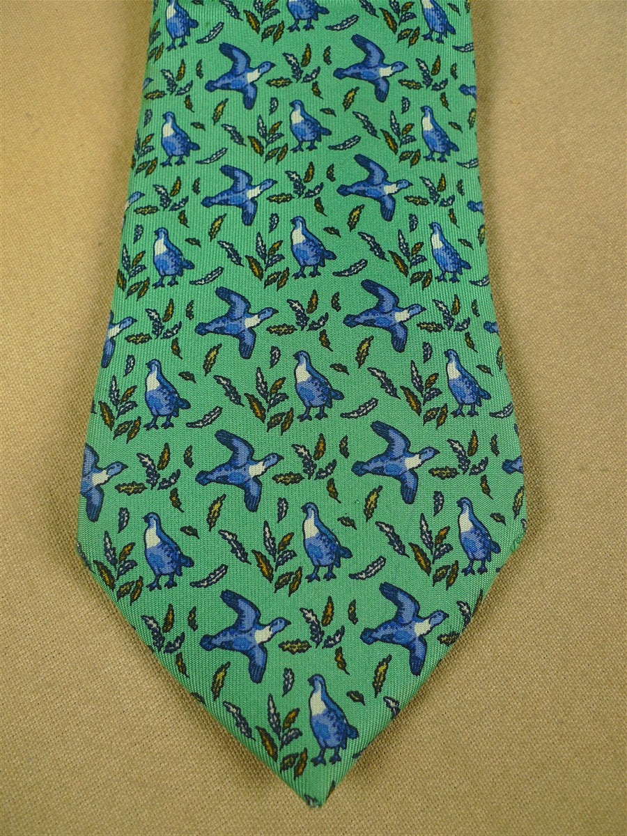 26/1158 holland & holland british gunmaker pheasant pattern green / blue shooting country sports silk tie