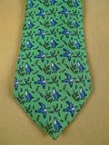 26/1158 holland & holland british gunmaker pheasant pattern green / blue shooting country sports silk tie