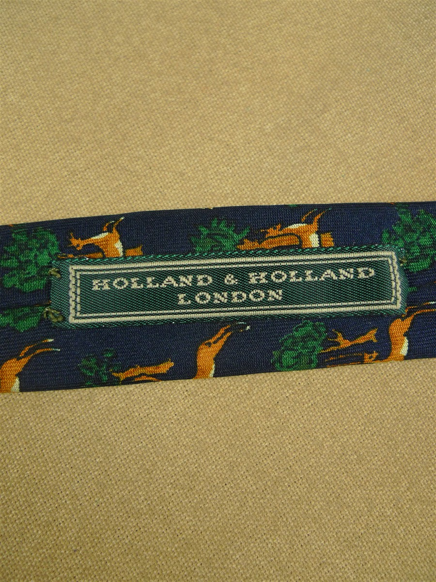 26/1156 holland & holland british gunmaker deer pattern dark blue / green & gold shooting country sports silk tie