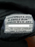 26/1142 immaculate 1999 huntsman savile row bespoke charcoal grey worsted flannel d/b suit 43-44 regular