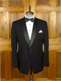 26/1138 vintage 1960s oxford street london black barathea wool dinner jacket w/ textured satin shawl lapel 41-42 regular