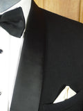 26/1138 vintage 1960s oxford street london black barathea wool dinner jacket w/ textured satin shawl lapel 41-42 regular