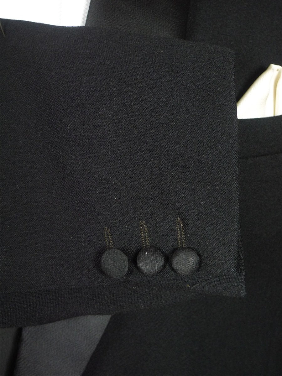 26/1138 vintage 1960s oxford street london black barathea wool dinner jacket w/ textured satin shawl lapel 41-42 regular