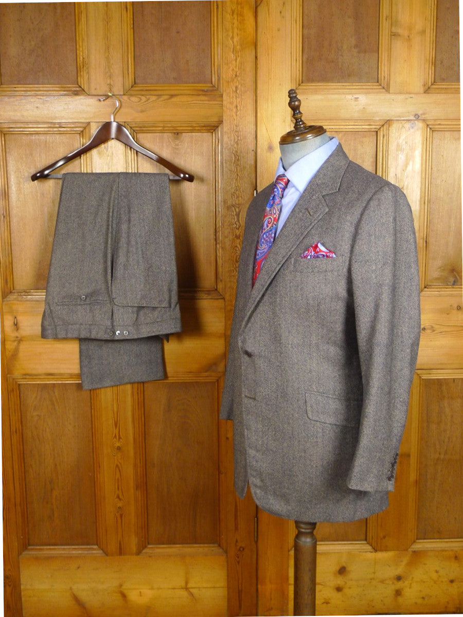 26/1153 wonderful vintage maurice sedwell savile row bespoke grey / blue herringbone tweed suit 41-42 regular to long