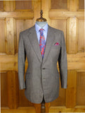 26/1153 wonderful vintage maurice sedwell savile row bespoke grey / blue herringbone tweed suit 41-42 regular to long