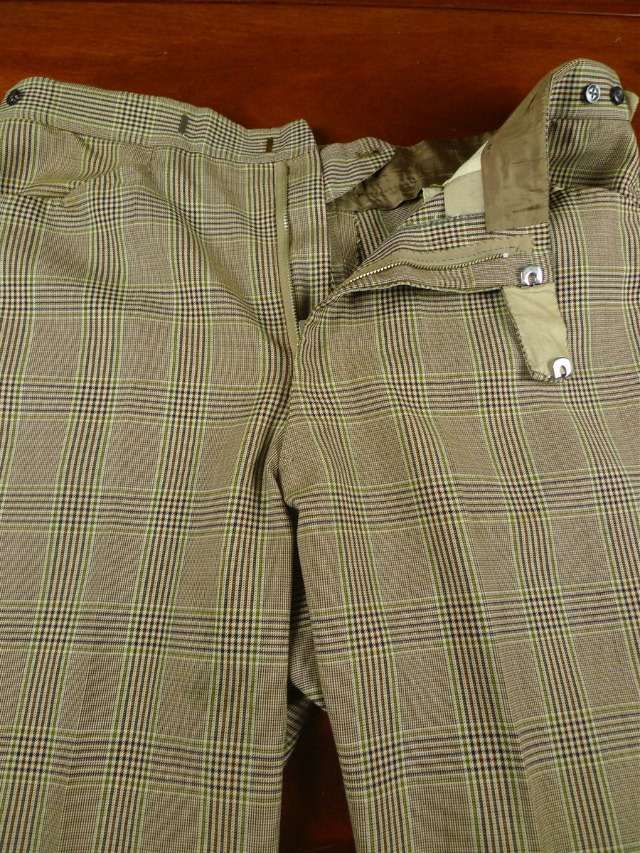 26/1152 wonderful vintage maurice sedwell savile row bespoke brown / green glen check worsted suit 41-42 regular to long