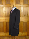 26/1146 immaculate vintage 1965 maurice sedwell savile row bespoke navy blue heavyweight crombie wool overcoat w/ silk velvet collar 40-42