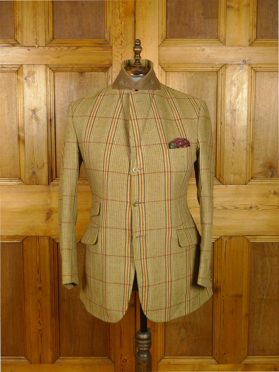 26/1168 vintage heavyweight tailormade john g hardy alsport cloth tweed hacking jacket w/ ghillie collar 41-42 regular