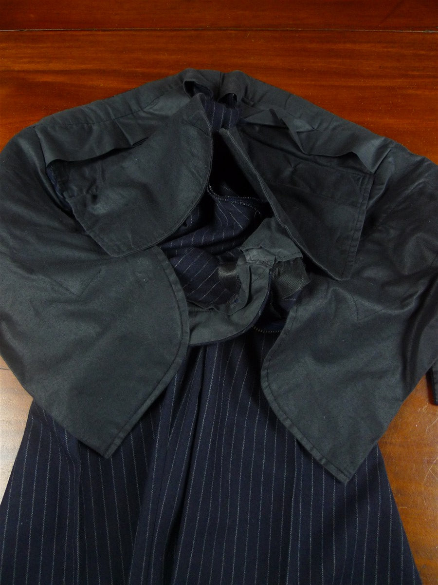 26/1170 immaculate 1987 vintage maurice sedwell savile row bespoke navy blue rope-stripe d/b worsted flannel suit 41-42 regular to long